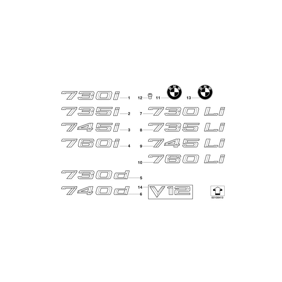 Genuine BMW 51147033243 E66 E67 Label - 745LI - (Inc. 745Li & 745LiS)
