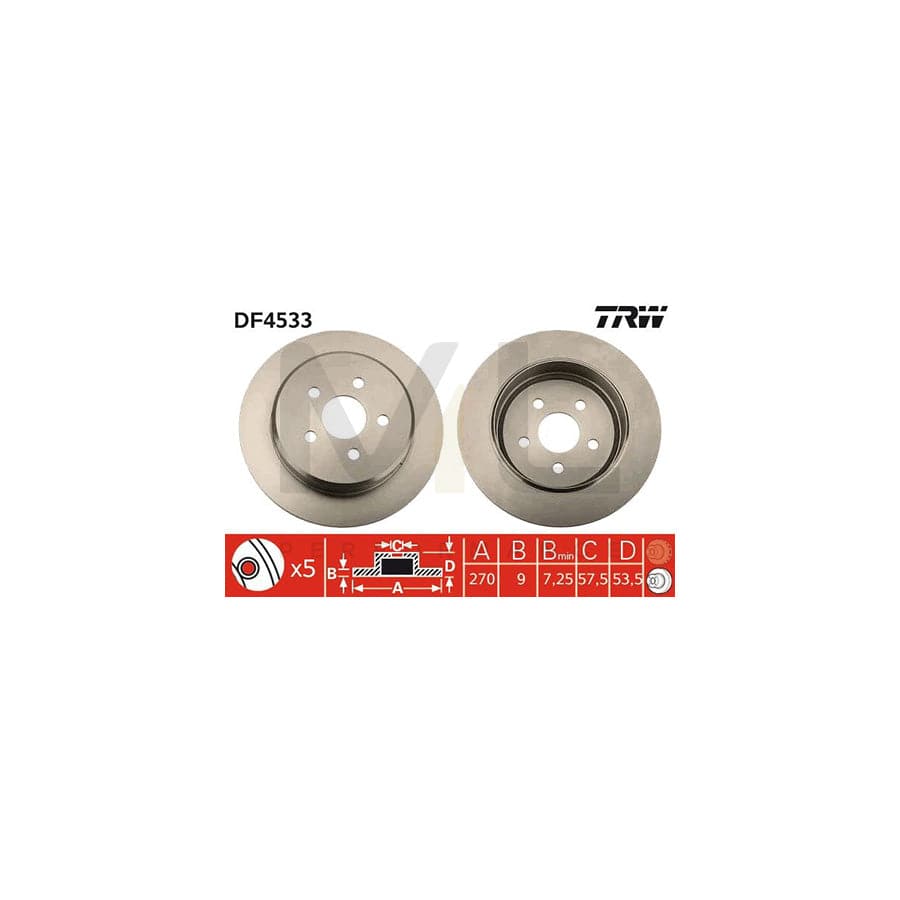 TRW DF4533 Brake Disc Solid, Painted - 1 piece