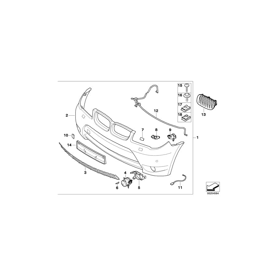 Genuine BMW 51110305014 E83 Grid, Bumper Front (Inc. X3)