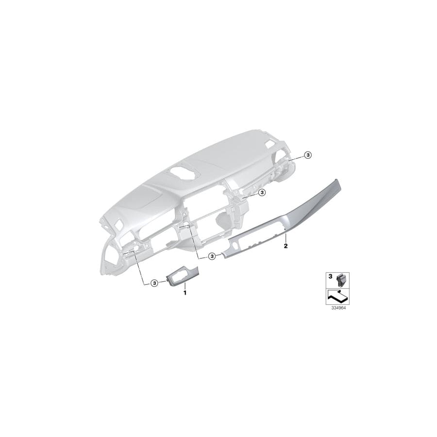 Genuine BMW Mini 51459292294 F10 F11 Cover, Dashboard, Aluminium, Right TRACE (Inc. 520i, 525d & 520d)