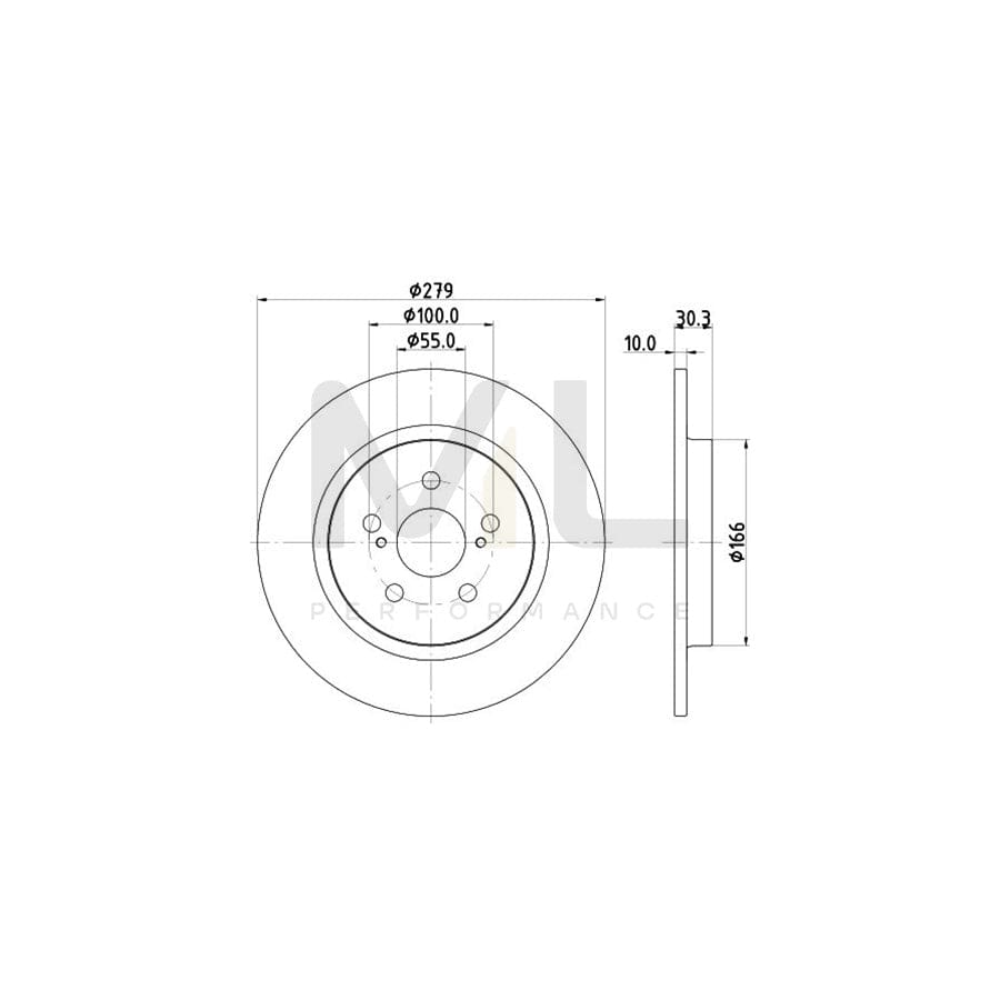HELLA PRO 8DD 355 120-191 Brake Disc for LEXUS CT (ZWA10_) Solid, Coated, without wheel hub, without wheel studs | ML Performance Car Parts