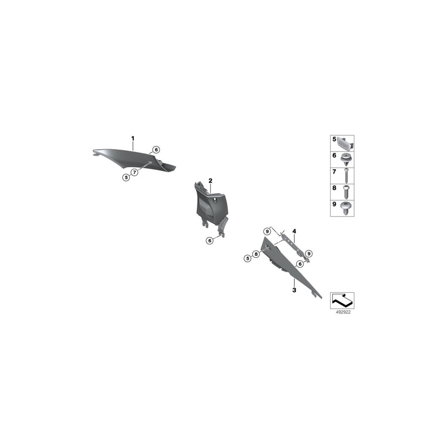Genuine BMW 51437433498 F92 G15 Bracket, Column C Cover, Right (Inc. M850iX, 840i & 840iX)