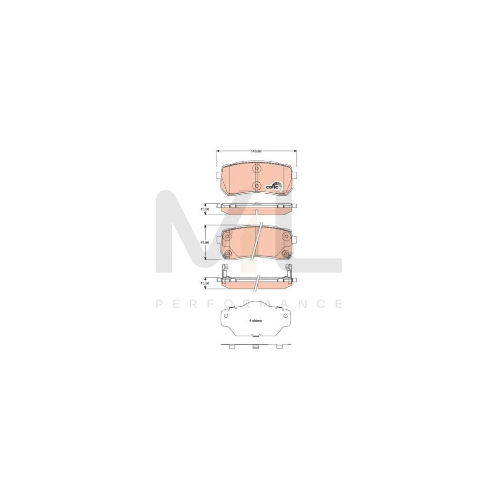 TRW Cotec Gdb3449 Brake Pad Set With Acoustic Wear Warning, With Accessories