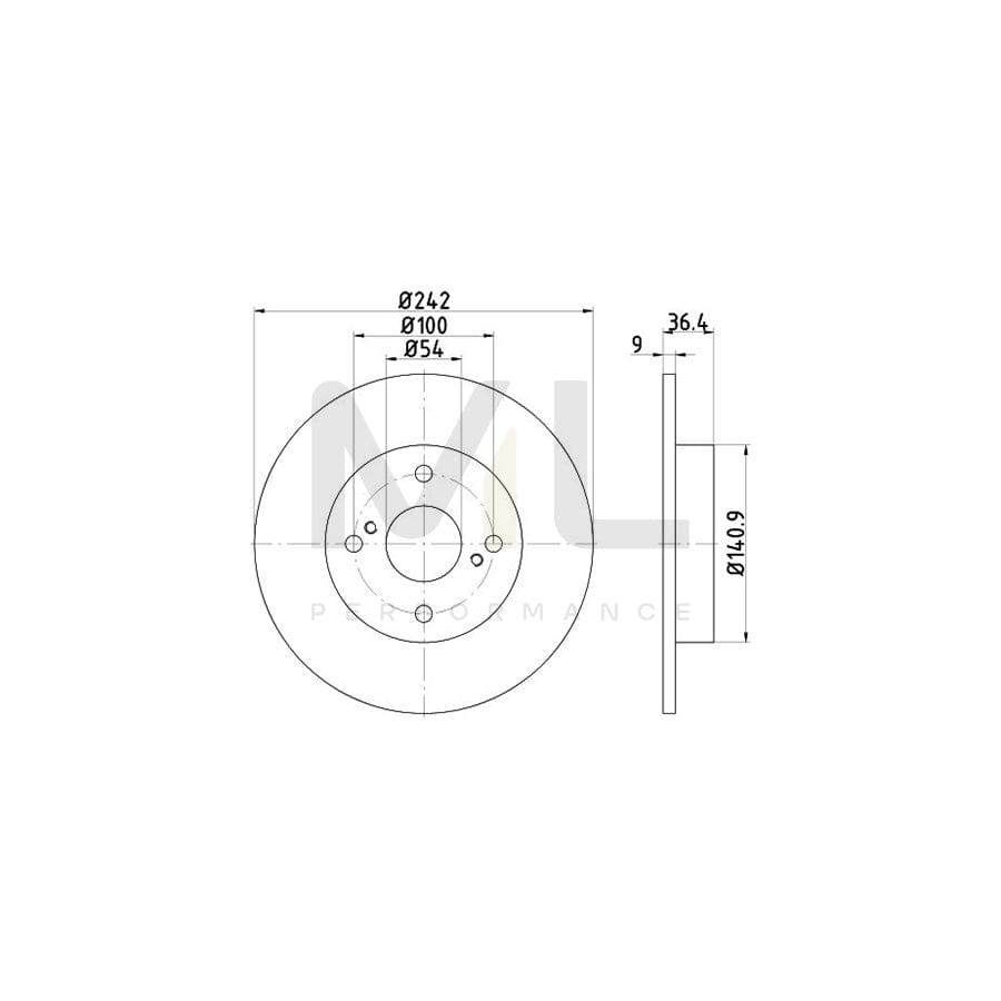 TEXTAR PRO 92181303 Brake Disc for TOYOTA COROLLA Solid, Coated, without wheel hub, without wheel studs - 1 piece