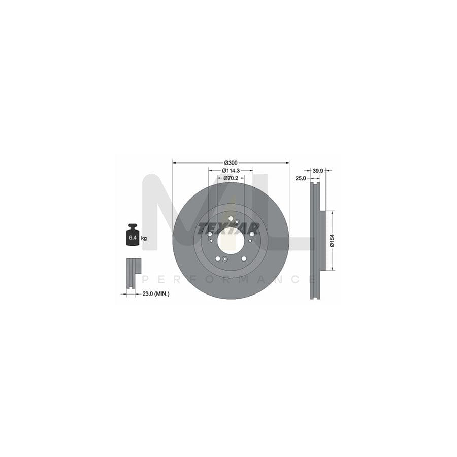 TEXTAR PRO 92177803 Brake Disc for HONDA S2000 (AP) Internally Vented, Coated, without wheel hub, without wheel studs - 1 piece