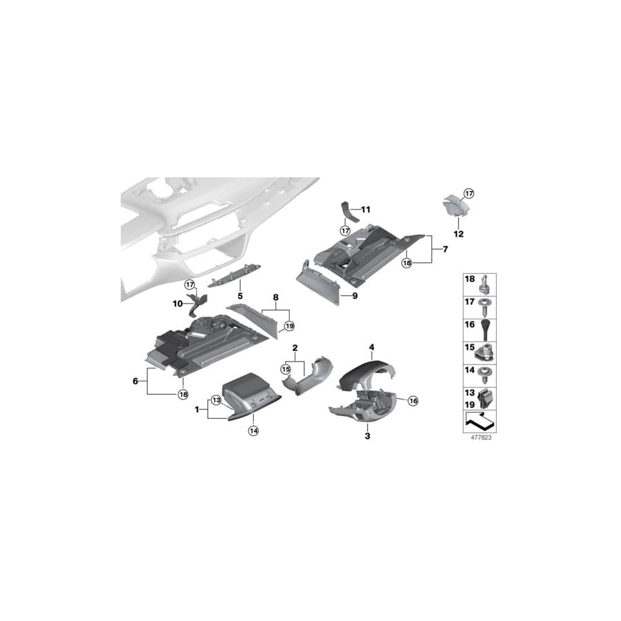 Genuine BMW 51459363697 G12 G15 G14 Cover Panel Tunnel Passenger's Side COGNAC (Inc. 750dX, 745eX & 740LeX)