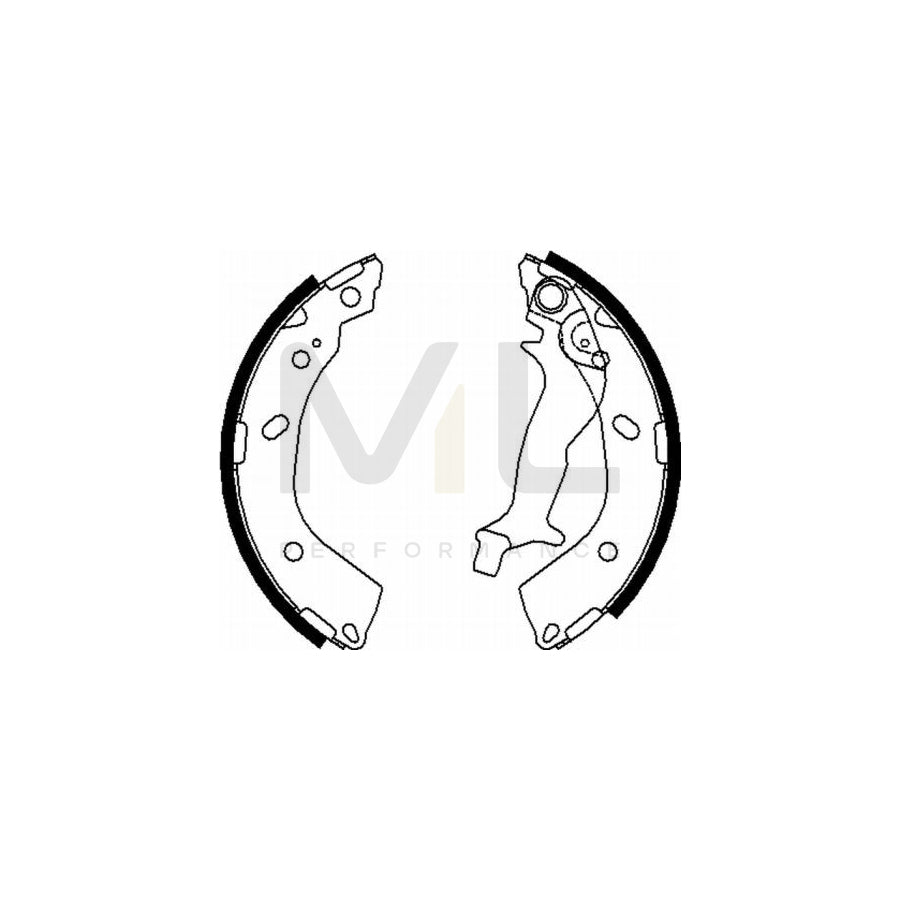 HELLA 8DB 355 000-431 Brake Shoe Set for HYUNDAI Getz (TB) with handbrake lever | ML Performance Car Parts