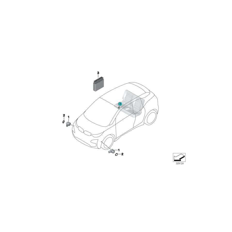 Genuine BMW 66209311259 Ultrasonic Sensor, Andesite Silver WB92 (Inc. i3 94Ah Rex, i3 120Ah Rex & i3s 120Ah Rex)