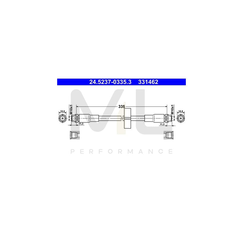 ATE 24.5237-0335.3 Brake Hose for AUDI Allroad C5 (4BH) 335mm