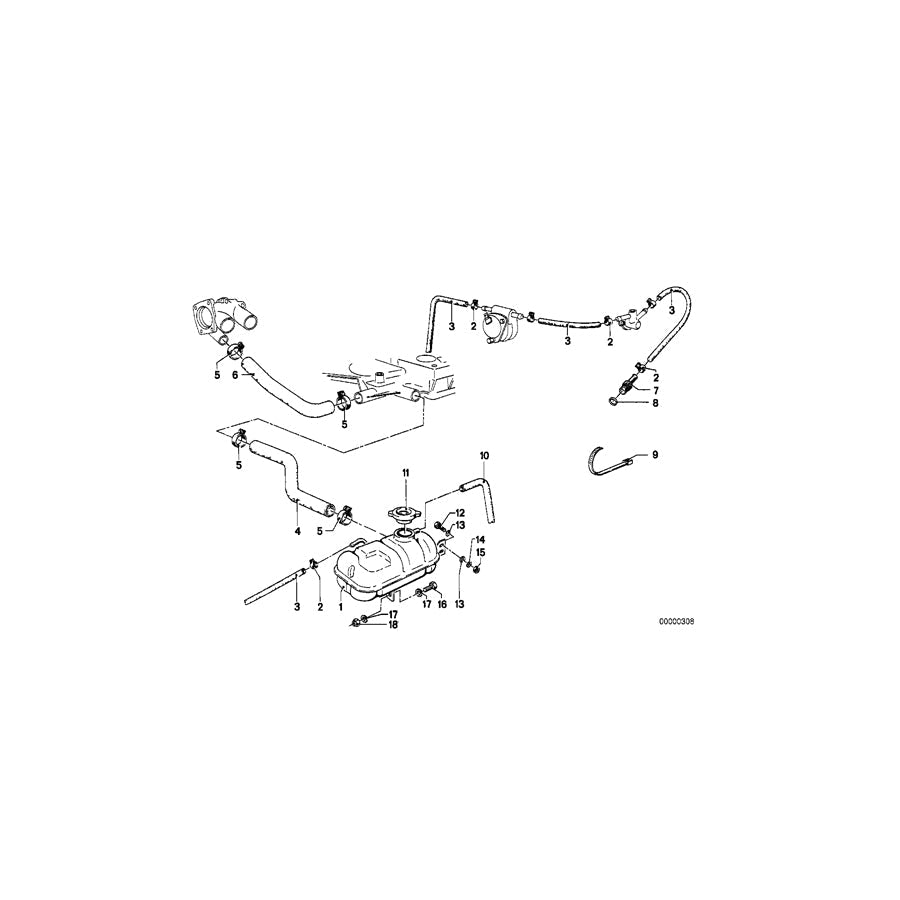 Genuine BMW 11531266478 E24 E23 E12 Hose (Inc. 525, 730 & 528)