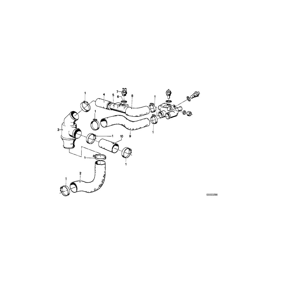 Genuine BMW 11531266470 E21 E12 Water Hose (Inc. 320i & 520i)