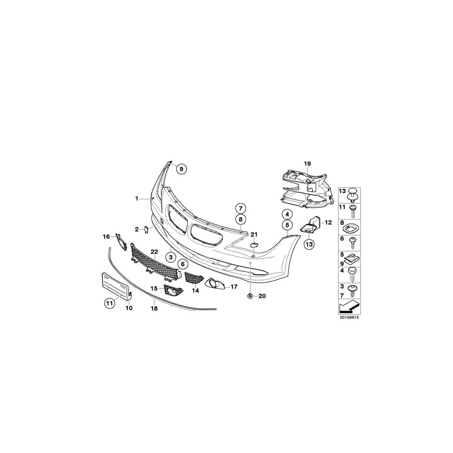 Genuine BMW 51117184695 E63 E64 Insert, Bumper Front Left (Inc. 650i, 635d & 630i)