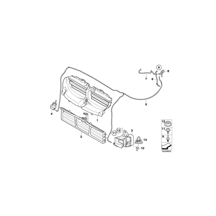 Genuine BMW 51117178118 E60 E61 Brake Flap Control, Right (Inc. 530xd, 530d & 525xi)
