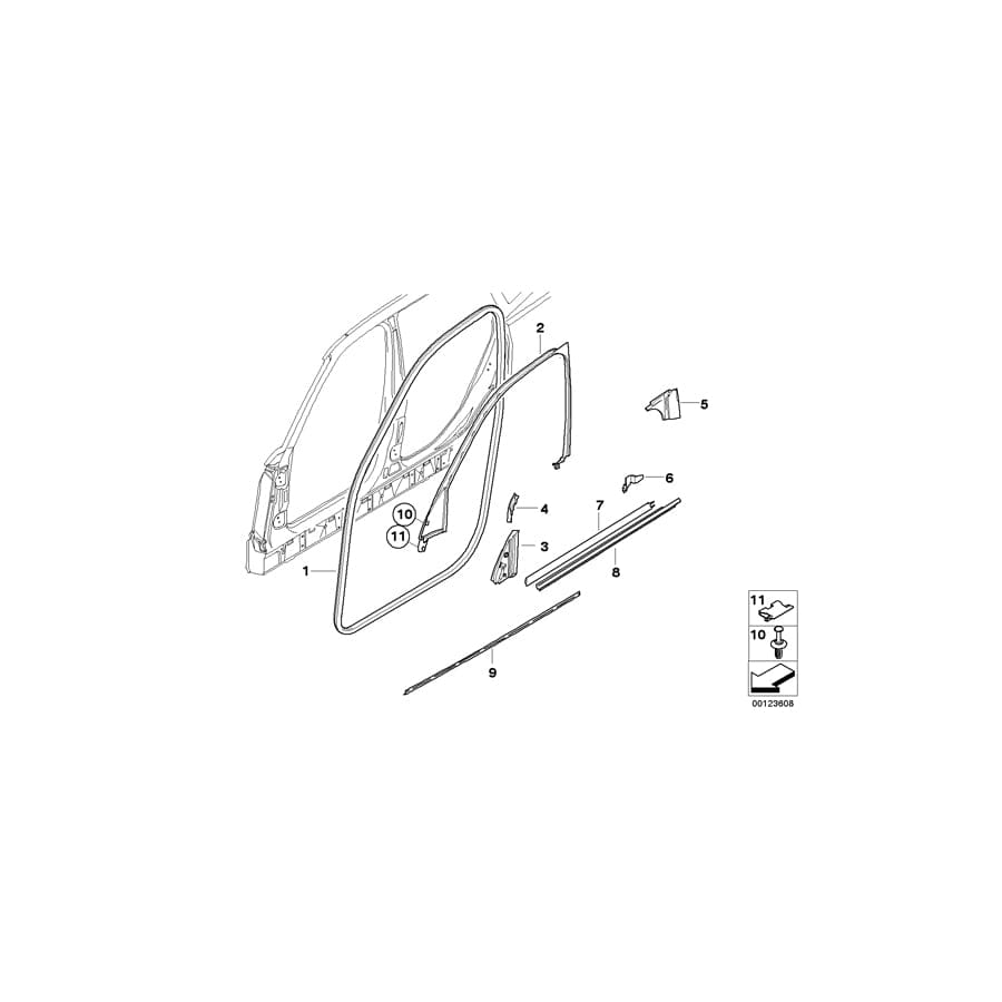 Genuine BMW 51333401636 E83 Sealing, B-Column, Top Right (Inc. X3)