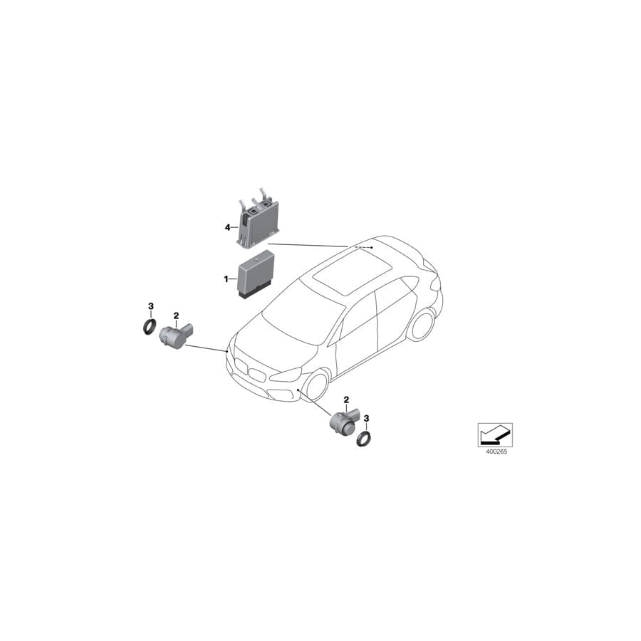 Genuine BMW 66209290900 G30 F45 F15 Ultrasonic Sensor, Glacier Silver WA83 (Inc. 750LiX 4.0, X6 28iX & 740LdX)