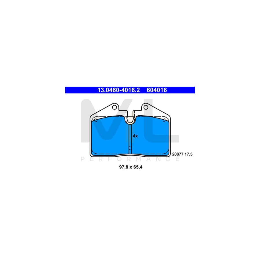 ATE 13.0460-4016.2 Brake pad set excl. wear warning contact, prepared for wear indicator