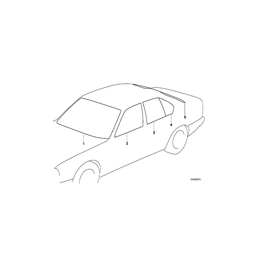 Genuine BMW 51348105027 E32 Fixed Door Window, Green, Left (Inc. 750i, 750iL & 730iL)