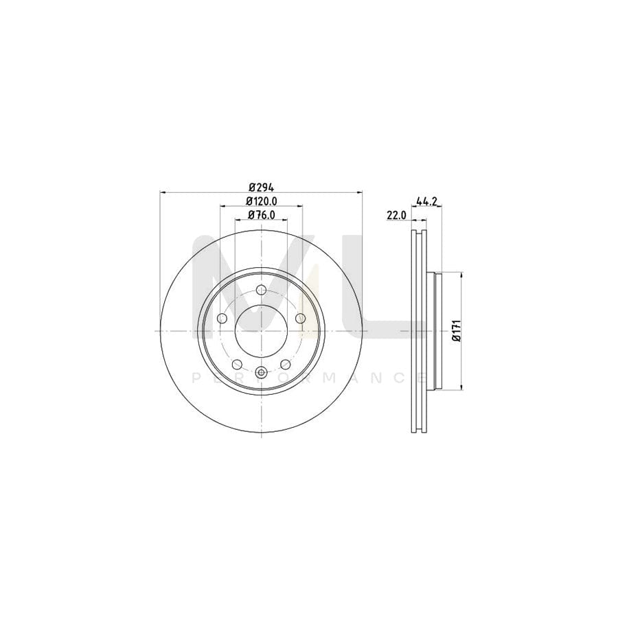 HELLA PRO 8DD 355 109-701 Brake Disc Externally Vented, Coated, without wheel hub, without wheel studs | ML Performance Car Parts