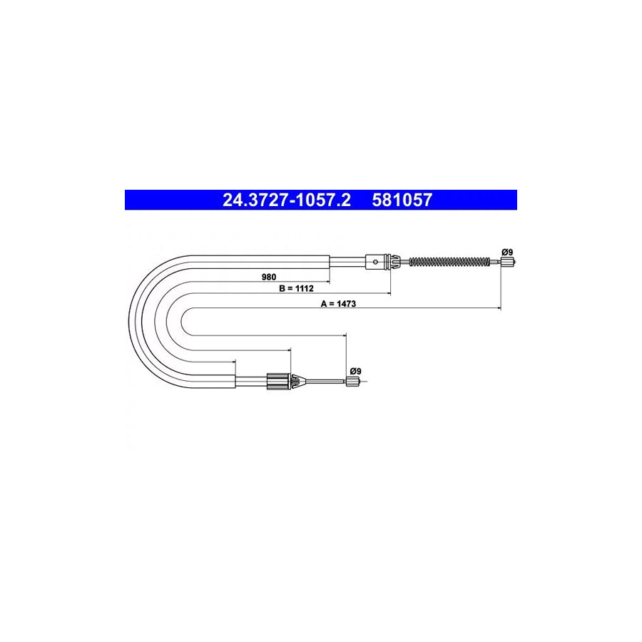 ATE 24.3727-1057.2 Hand Brake Cable for Renault Megane