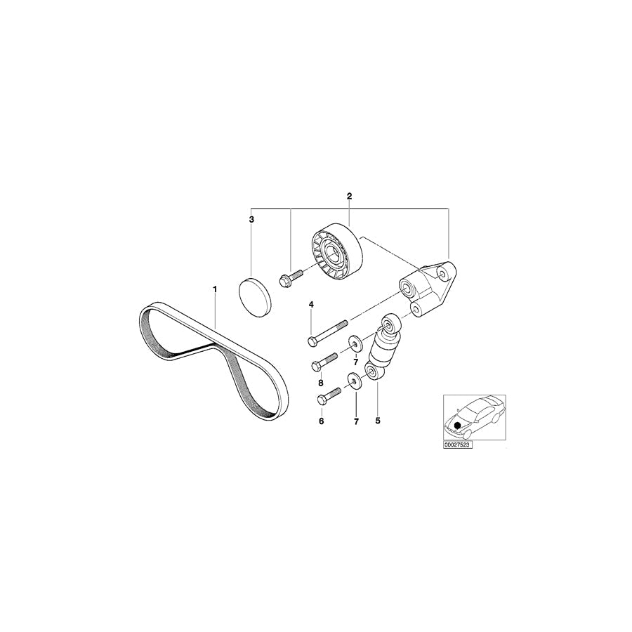 Genuine BMW 11281407974 E52 Adjusting Pulley With Lever (Inc. Alpina V8 & Z8)
