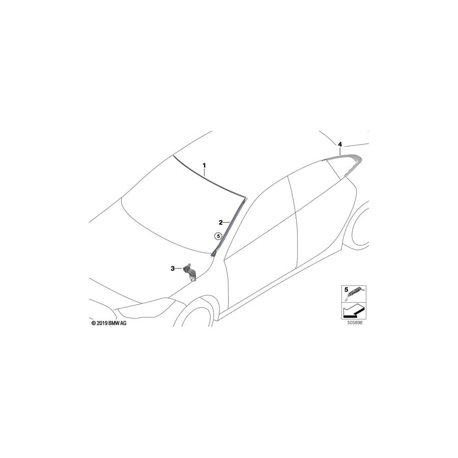 Genuine BMW 51317475980 F44 Drip Molding, Right (Inc. 228iX, 220d & M235iX)