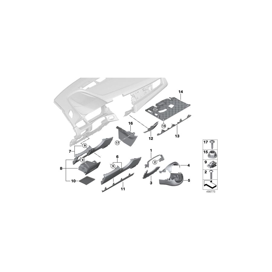 Genuine BMW 51459327330 F45 F46 Trim Cover, Centerstack, Pass. Side SCHWARZ (Inc. 214d, 220dX & 220i)