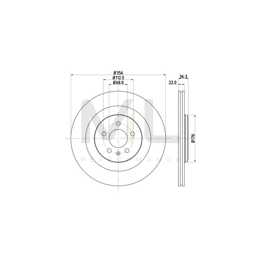 HELLA 8DD 355 125-551 Brake Disc Internally Vented, Coated, without wheel hub, without wheel studs | ML Performance Car Parts
