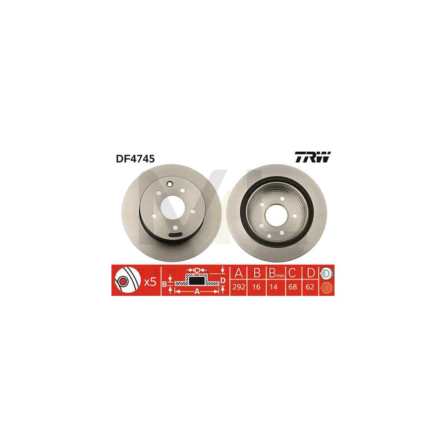 TRW DF4745 Brake Disc Vented, Painted - 1 piece