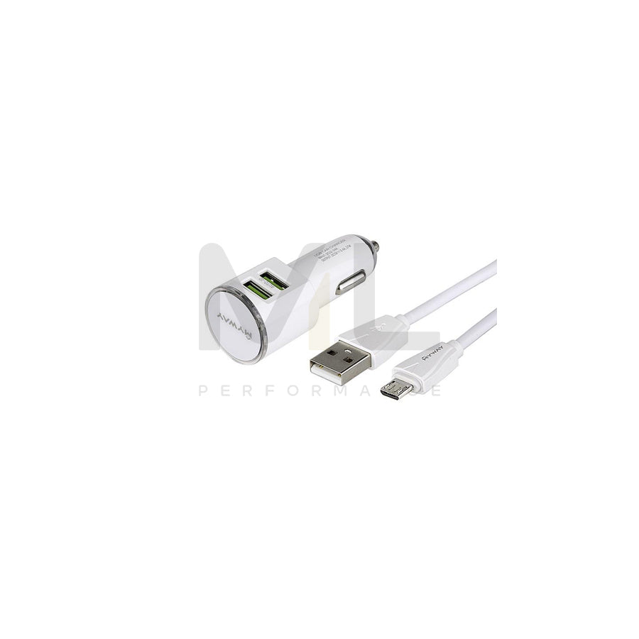 CARMOTION 63004 In-car charger 1m, Number of inlets/outlets: 2, with USB cable, micro USB, White