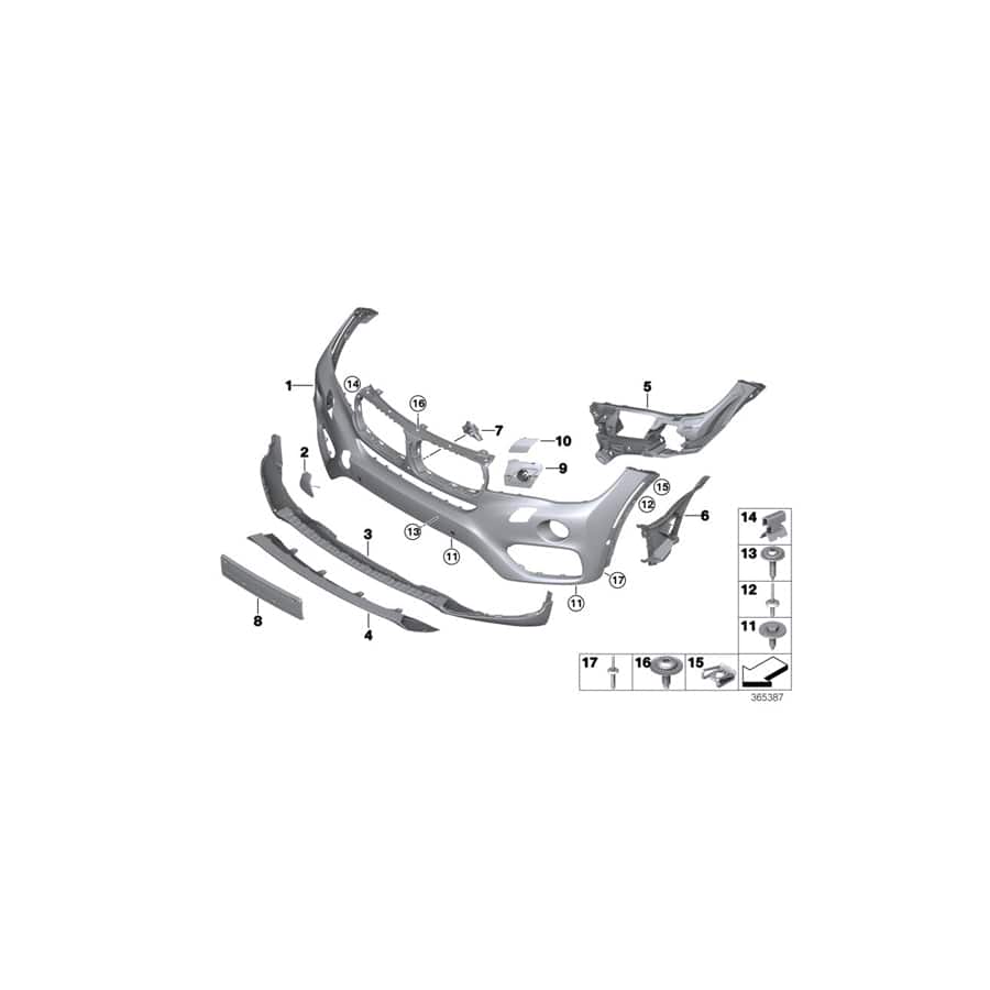 Genuine BMW 51117319802 F16 Insert, Bumper Front Right DLS (Inc. X6)