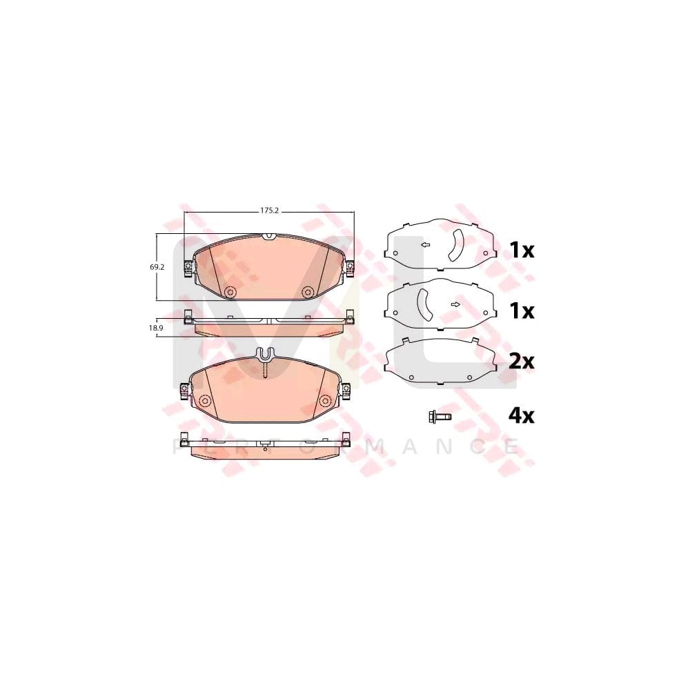 TRW Gdb2097 Brake Pad Set Prepared For Wear Indicator, With Brake Caliper Screws, With Accessories