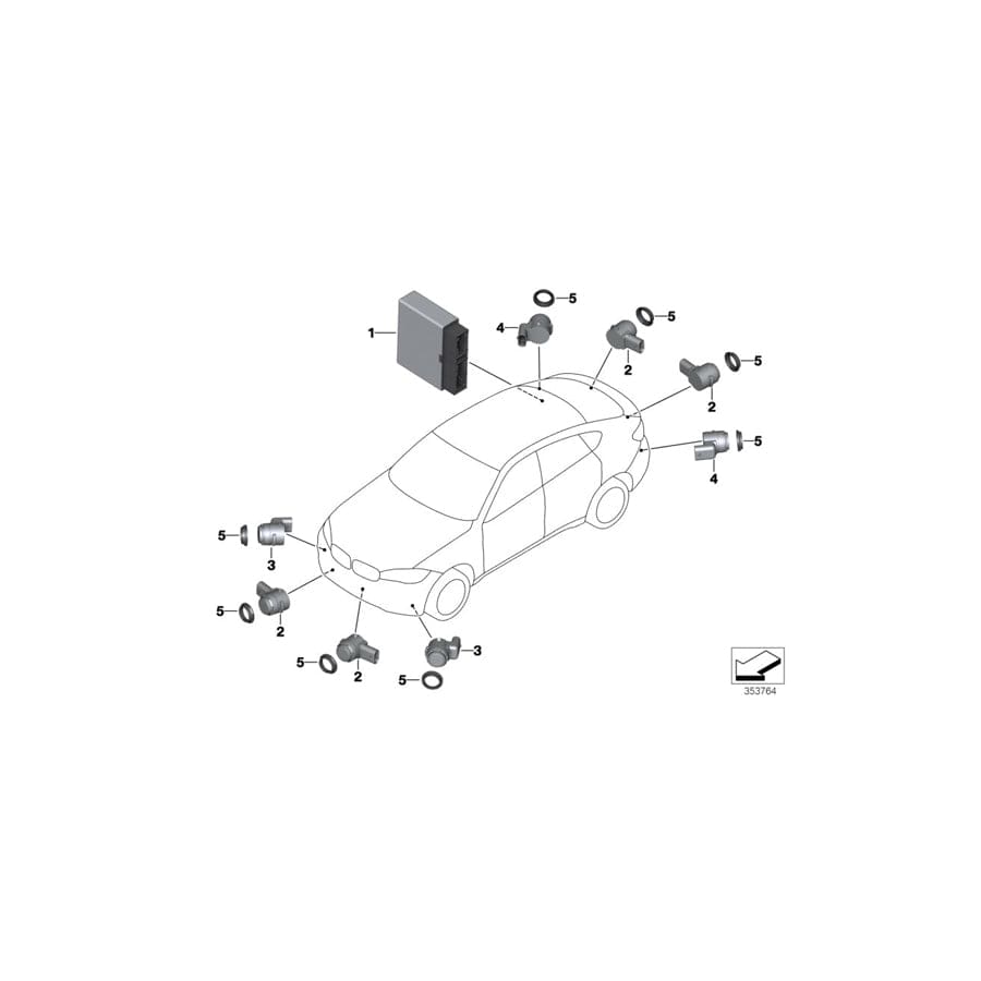 Genuine BMW 66208065270 Ultrasonic Sensor, Donington Gray WC28 (Inc. X6 M)