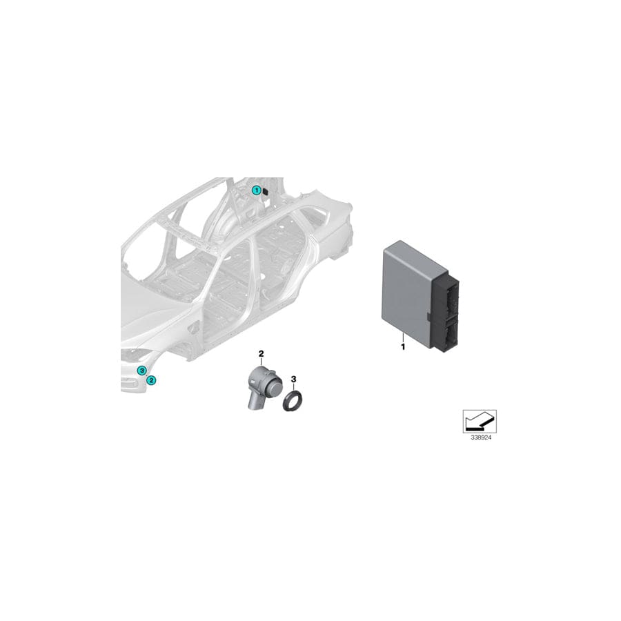 Genuine BMW 66208062277 F15 F25 Ultrasonic Sensor, Long Beach Blue WC16 (Inc. X3)
