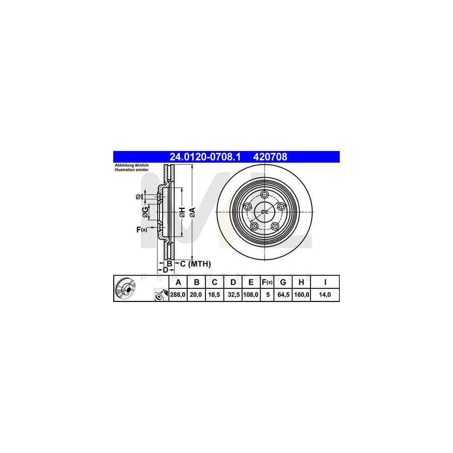 ATE 24.0120-0708.1 Brake Disc Vented, Coated - 1 piece