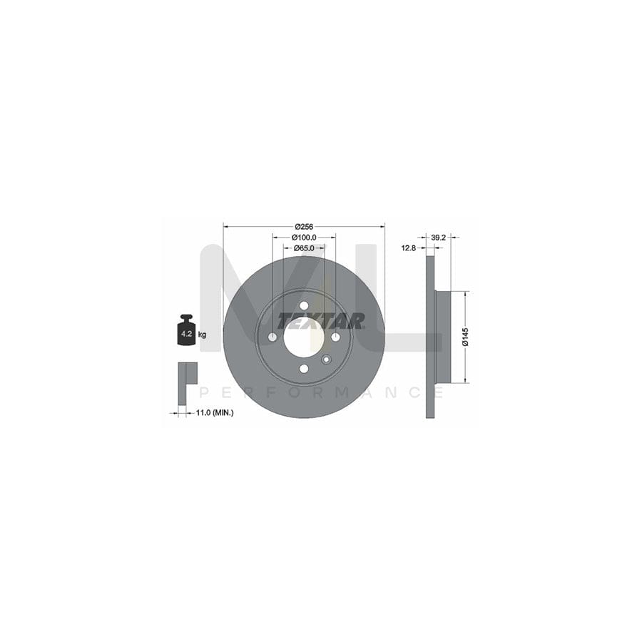 TEXTAR 92041700 Brake Disc Solid, without wheel hub, without wheel studs - 1 piece