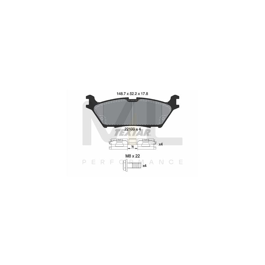 TEXTAR 2210001 Brake pad set for FORD USA F-150 not prepared for wear indicator, with brake caliper screws, with accessories