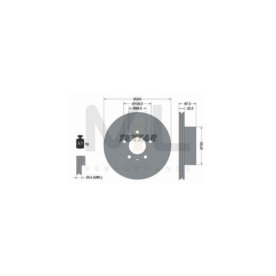 TEXTAR 92018600 Brake Disc Internally Vented, without wheel hub, without wheel studs - 1 piece