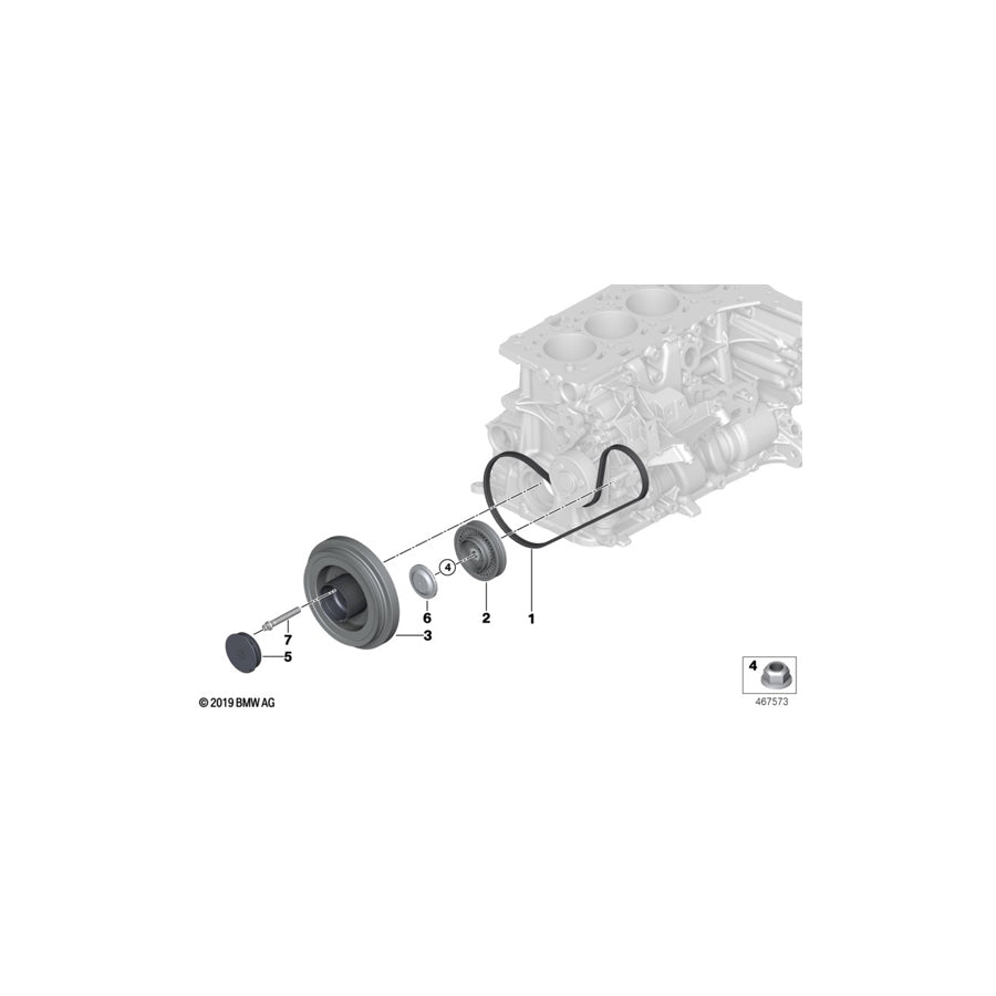 Genuine BMW 11288638617 G20 G01 G11 Mechanical Belt Tensioner 3PK (Inc. 740eX, 330e & X3 30eX)
