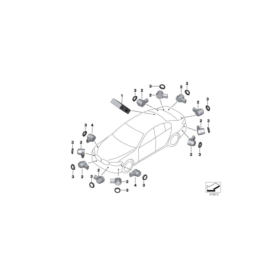 Genuine BMW 66209361559 G11 F90 G12 Ultrasonic Sensor, Singapore Gray WB41 (Inc. 740Li, 730LdX & 740e)