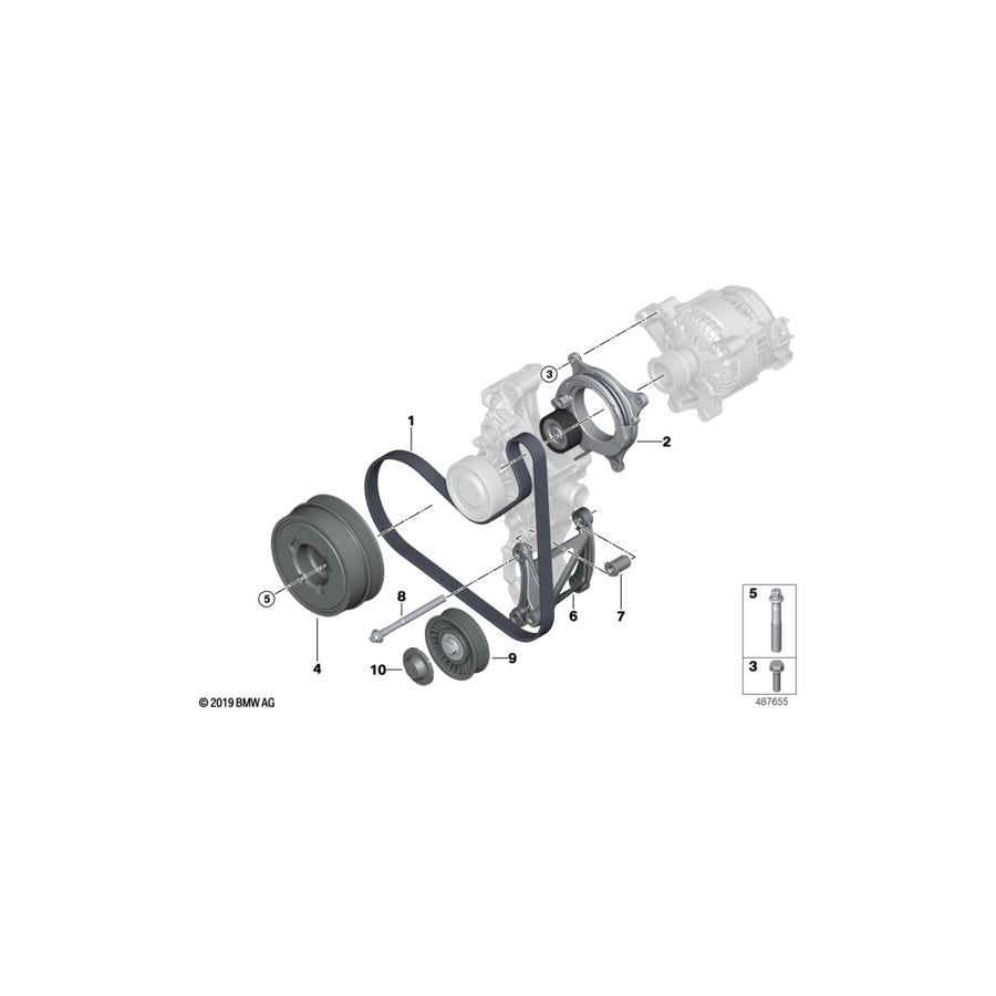 Genuine BMW 11288590727 F56 F55 Deflection Pulley (Inc. One First, One D & Cooper D)