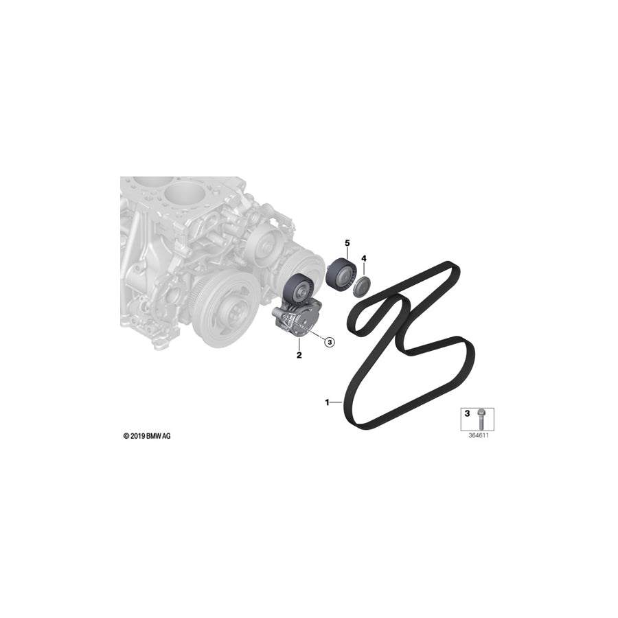 Genuine BMW 11288581682 F20 F21 Ribbed V-Belt 6 PK X 1155 (Inc. 116d, 116d ed & 114d)