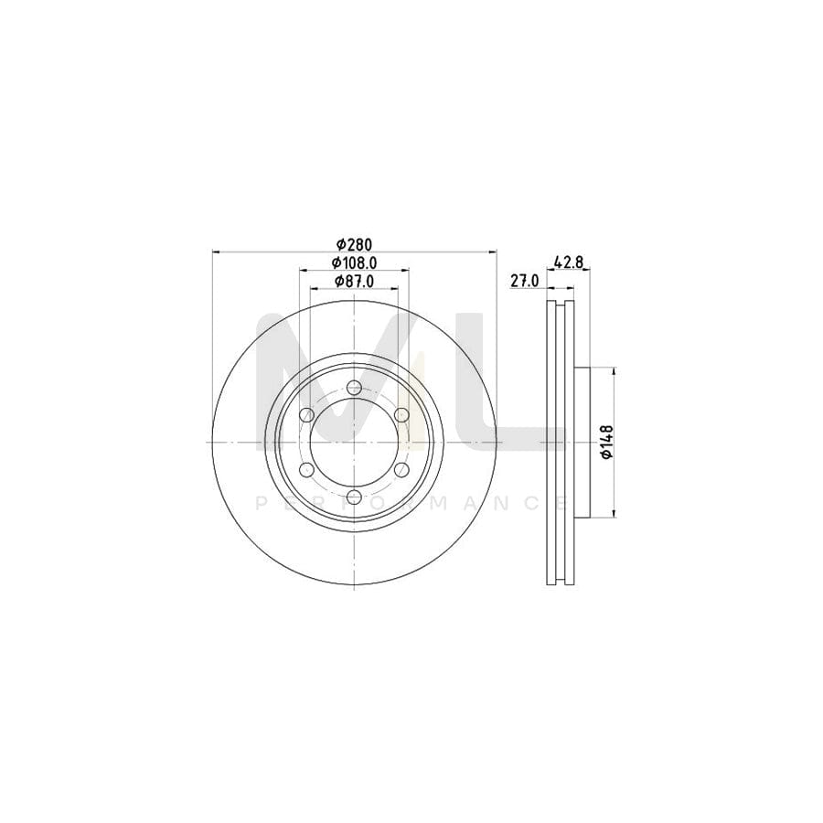 HELLA PRO 8DD 355 118-681 Brake Disc for HYUNDAI TERRACAN Internally Vented, Coated, without wheel hub, without wheel studs | ML Performance Car Parts