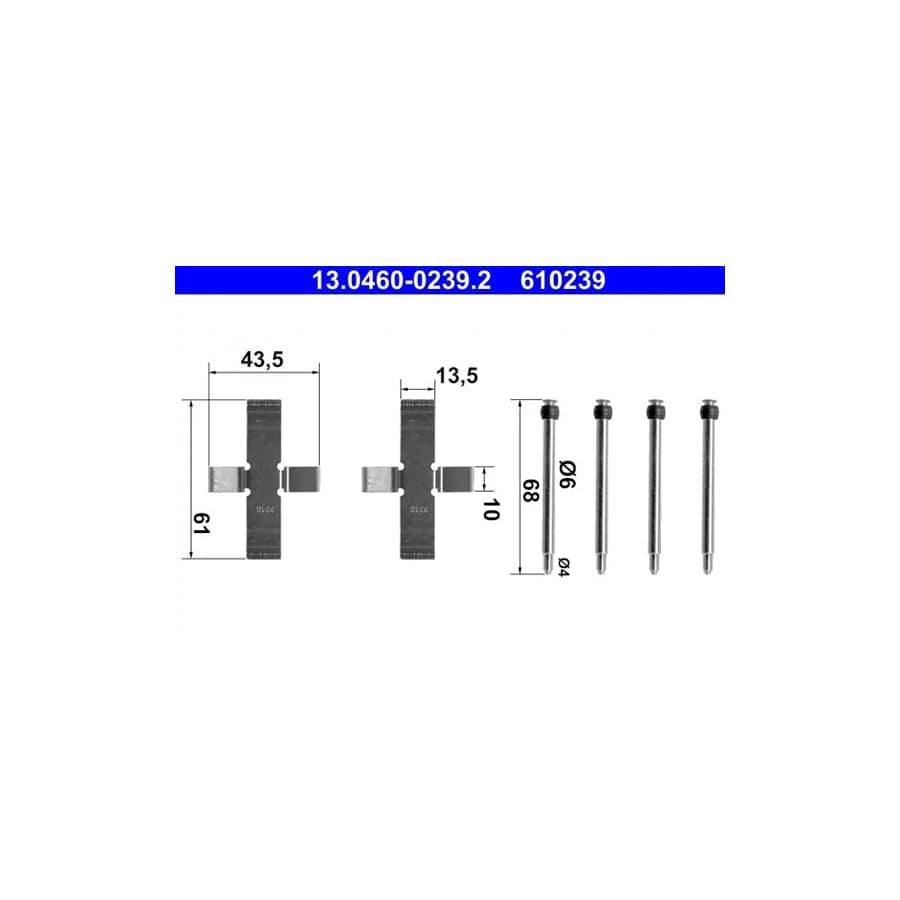 ATE 13.0460-0239.2 Accessory Kit, Disc Brake Pads