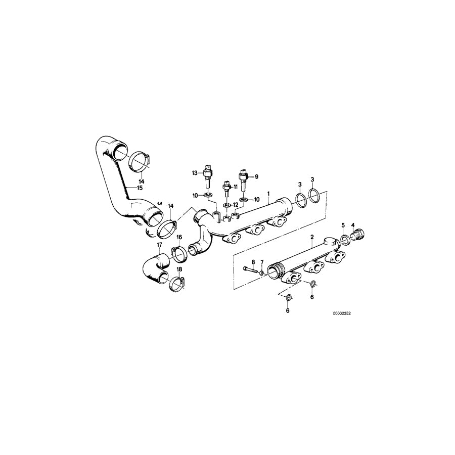 Genuine BMW 11531310623 E28 E24 Radiator Line (Inc. M635CSi, M5 & M6)
