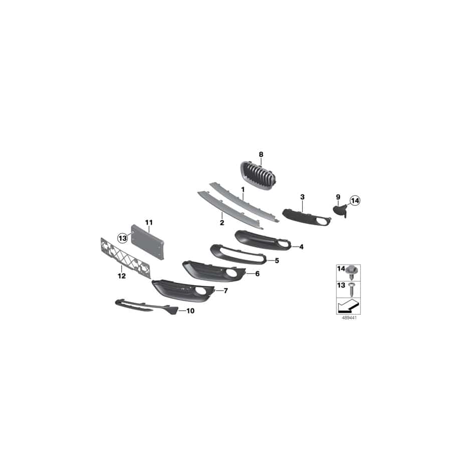 Genuine BMW 51117343733 F22 F23 Partially Open Grid, Left SPORT (Inc. 220i & 228i)
