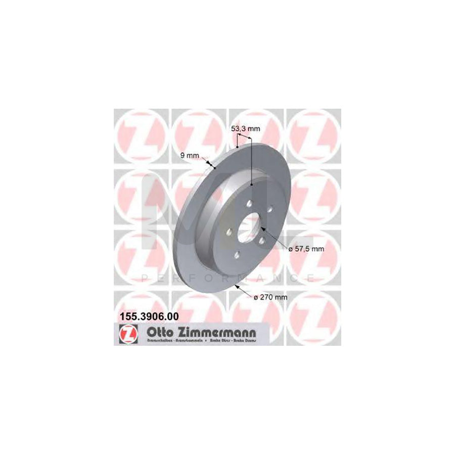 ZIMMERMANN 155.3906.00 Brake Disc Solid - 1 piece