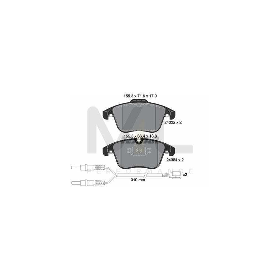 TEXTAR 2433201 Brake pad set incl. wear warning contact
