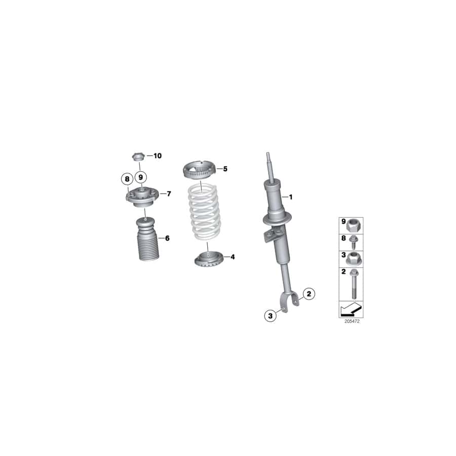 Genuine BMW 31316784018 F10 Front Right Spring Strut (Inc. 550i & Hybrid 5)