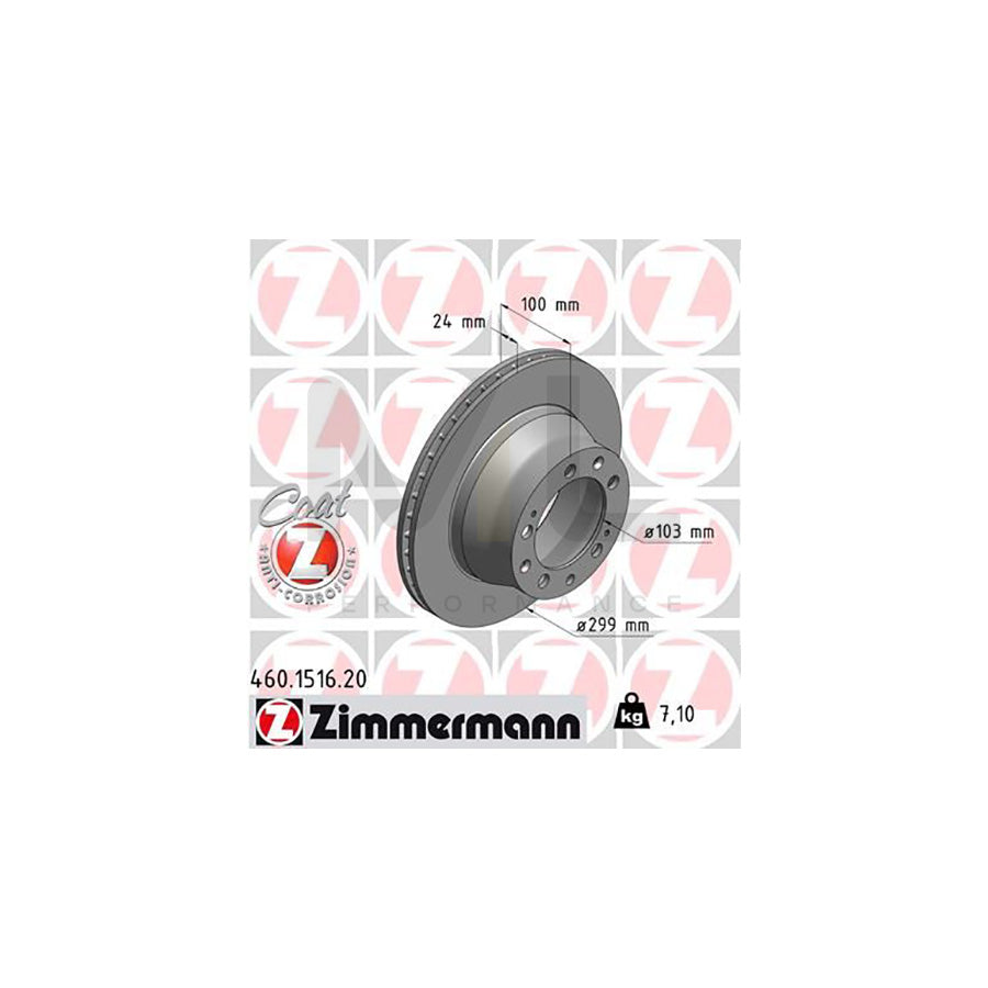 ZIMMERMANN COAT Z 460.1516.20 Brake Disc Internally Vented, Coated - 1 piece