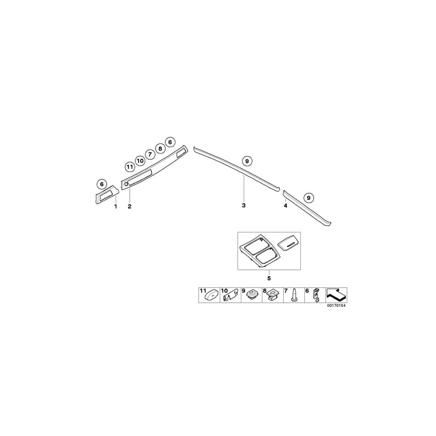 Genuine BMW 51428036703 E90 Decorative Strip, Door Rear Left CARBON SCHWARZ (Inc. M3)